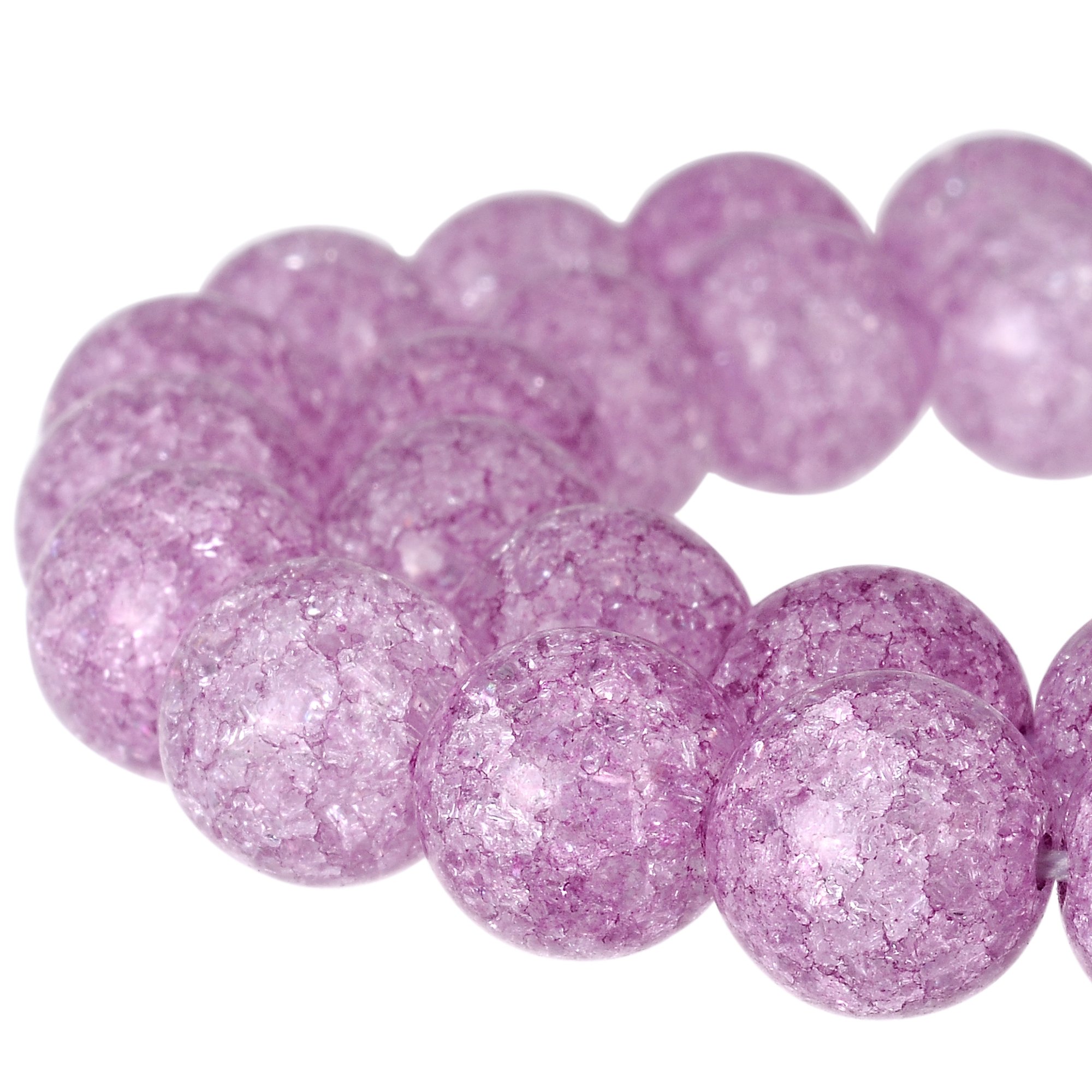 RUBYCA Round Crackle Druk Czech Crystal Pressed Glass Beads for Jewellery Making 6mm Strand Purple