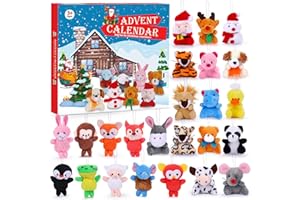 EZIGO Advent Calendar 2025 for Kids 24 Days Christmas Countdown Calendar with Mini Animal Plush Toys Stuffed Animals Christmas Tree Decorations Stocking Stuffers Party Favor Gifts for Girls Boys