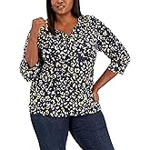 Karen S Plus Size Leopard Print Henley Top