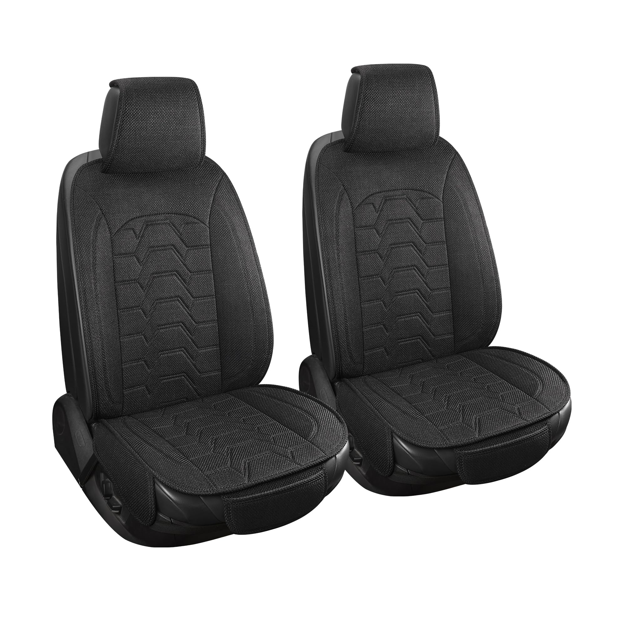 View 1 of **INCOMPLETE** hoozoom Linen car Seat Covers Breathable Cloth Fabric Seat Protector Front seat Covers Universal Fit for 95% Automotive, Car, Van, SUV, Trucks?Black?2PCS?