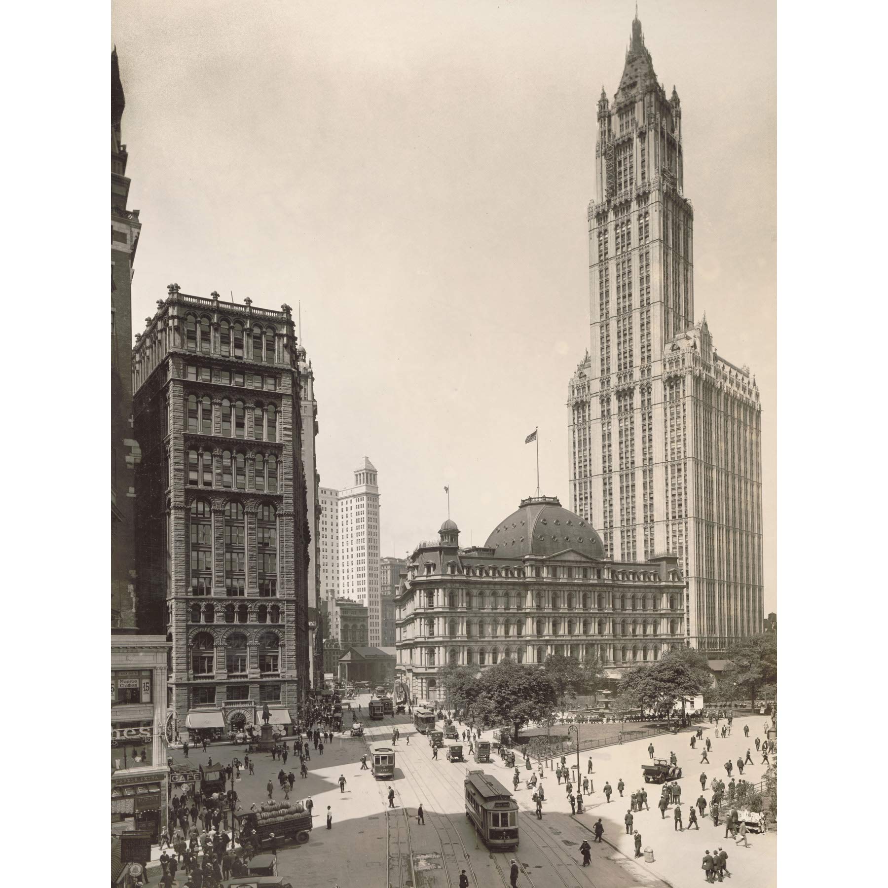 Artery8 New York Woolworth Building Street Scene Vintage Photo Large Wall Art Poster Print Thick Paper 18X24 Inch