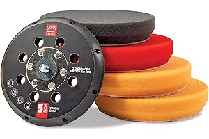 Griot's Garage 5" Orbital Conversion Kit for Car Detailing, Polishing, Waxing, Swirl and Scratch Removal, Includes 5" Backing Plate, Correcting, Finishing and Wax Pads, 10515