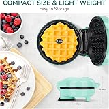 SNAILAR Mini Waffle Maker 550W Green Nonstick Ready Light Cool Touch view 7