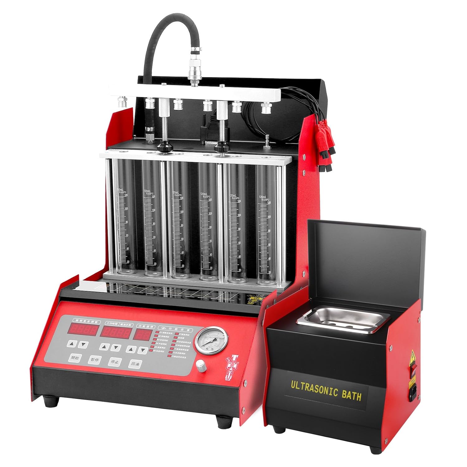 VEVOR Fuel Injector Cleaner and Tester 70W Auto Ultrasonic Cleaning  Injector Cleaner Machine 6 Jar Manual Fuel Injector Tester Cleaning Tools  with Cleaning ...