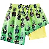 Cozople Boys Swim Trunks Compression Liner Swim Shorts Quick Dry Bathing Suit with Boxer Brief Swimwear 2-20T