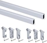 Emuca Wardrobe Oval Hanging Rail Kit 1150mm with Supports and Anti-Noise Rubber