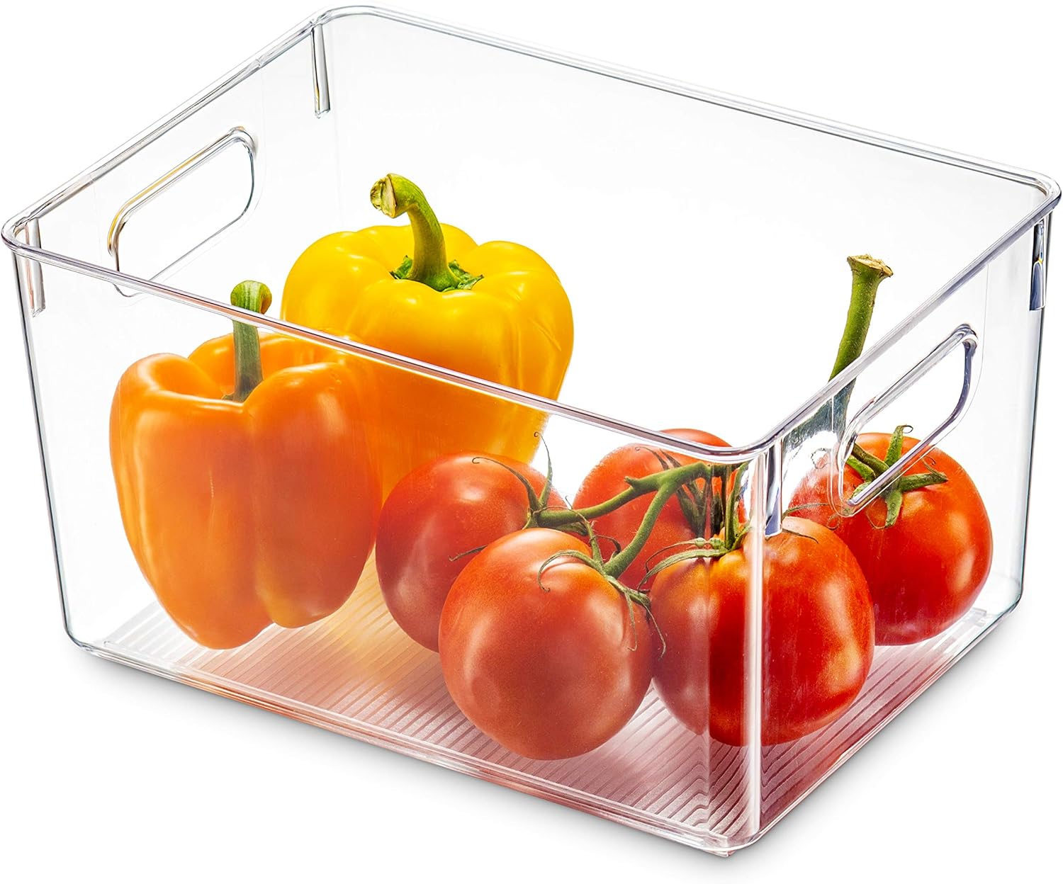 Set Of 4 Clear Pantry Organizer Bins Household Plastic Food Storage Basket with Cutout Handles for Kitchen, Countertops, Cabinets, Refrigerator, Freezer, Bedrooms, Bathrooms - 11" Wide: Kitchen & Dining
