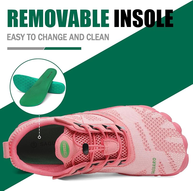 Barefoot Shoes Uomo Donna Scarpe Barefoot Minimaliste Scarpe a Piedi Nudi Antiscivolo Scarpe Trail Running Leggere Scarpe Dita Rosa Salmone,Gr.42
