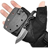 LIUGEYI Stonewash D2 Steel Fixed Blade Knife with Kydex Sheath | 5 Inch Sharp Small Utility EDC Knives, Outdoor Survival Camping Fishing Hunting Knife Cutting Tool, Best Gifts for Men