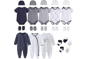 Ruliby New Born Clothes Cotton Layette Gift Set Unisex Baby Outfit and Accessories Newborn Essentials Must Haves