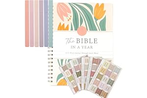 Boodingbooding The Bible in A Year with Highlighters and Bible Tabs, 11" x 8.7" Large Prints Easy to Read, A 52-Week Study Guide Plan, A Beautiful Bible Study for Women