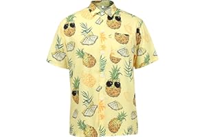 SEAOYOZO Hawaiian Shirts for Men Short Sleeve Casual Button Down Shirt Summer Beach Aloha Shirt Holiday Party Tropical Print