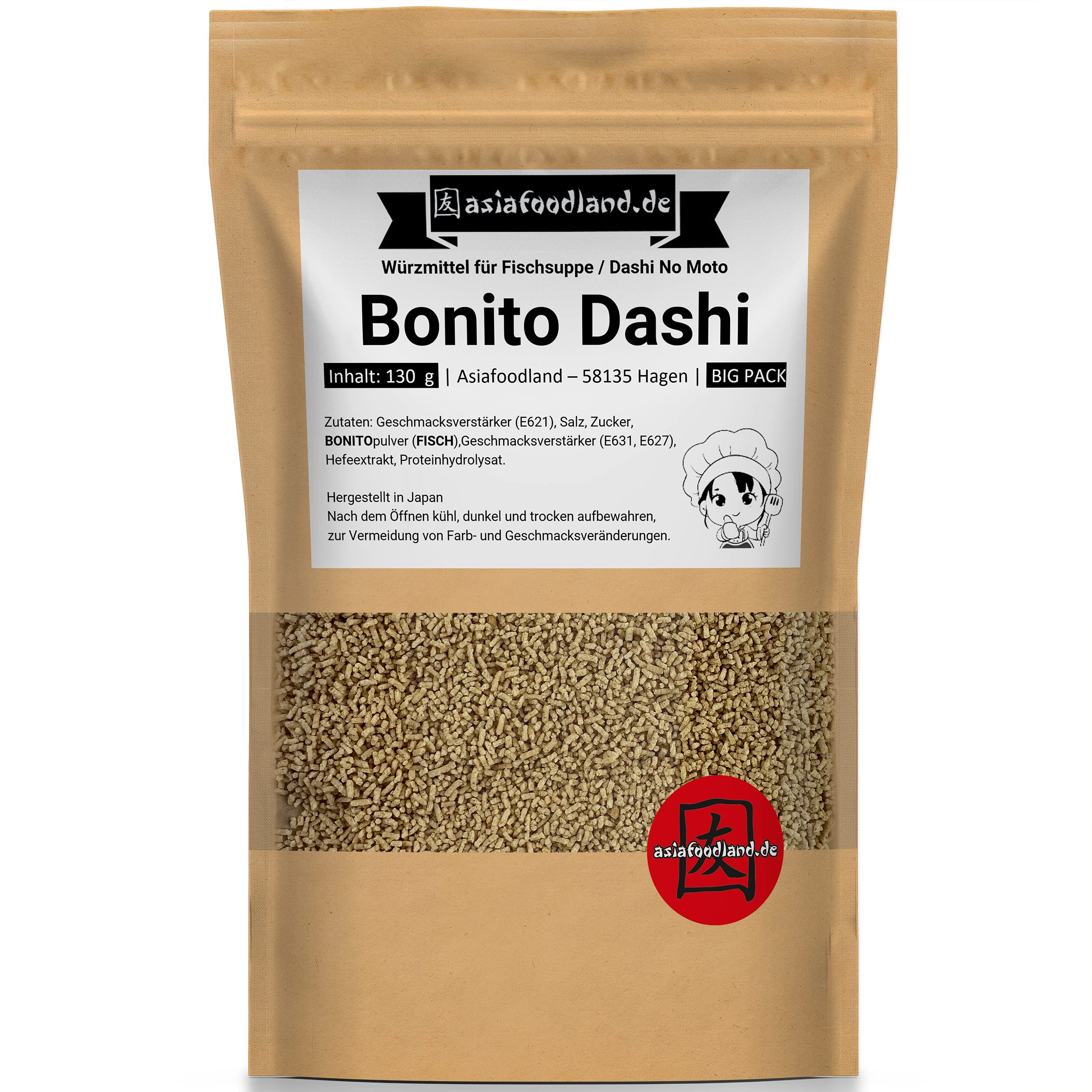 Asiafoodland - Big Pack - Bonito Dashi - Seasoning for Fish Soup - Dashi No Moto Powder, 1 Pack (1 x 130 g)