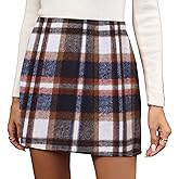 Dookttker Womens Plaid Flannel Skirt High Waist Bodycon Wool Mini Skirts with Side Hidden Zipper Fall Winter Outfits