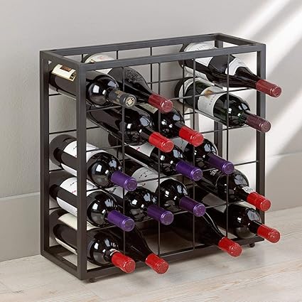 INDIAN DECOR 10031 Wine Enthusiast Black Steel 25 Bottle Stackable Grid/Wine Storage Rack/Wine Rack/Wine Shelf