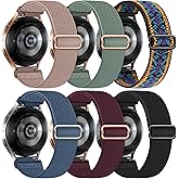 6 Pack Stretchy Bands Compatible with Samsung Galaxy Watch 7 6 5 4 40mm 44mm/Galaxy Watch 6 4 Classic 42mm 46mm 43mm 47mm/Galaxy 5 Pro 45mm/Active 2, 20mm Elastic Nylon Sport Strap for Men Women