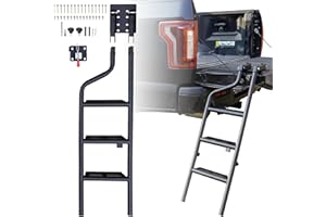 LDETXY Aluminum Alloy Foldable Pickup Truck Tailgate Ladder, Heavy Duty 45" Folding Tailgate Step Ladder with Lock Device for Pickup Truck Universal Accessories Easy Install
