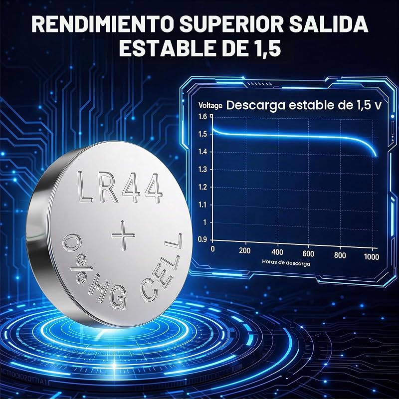 24 X Pilas LR44 AG13 de 1,5 V, Pilas de Botón Alcalinas A76, 357, LR44H, SR44 para Relojes — foto 3 de 7