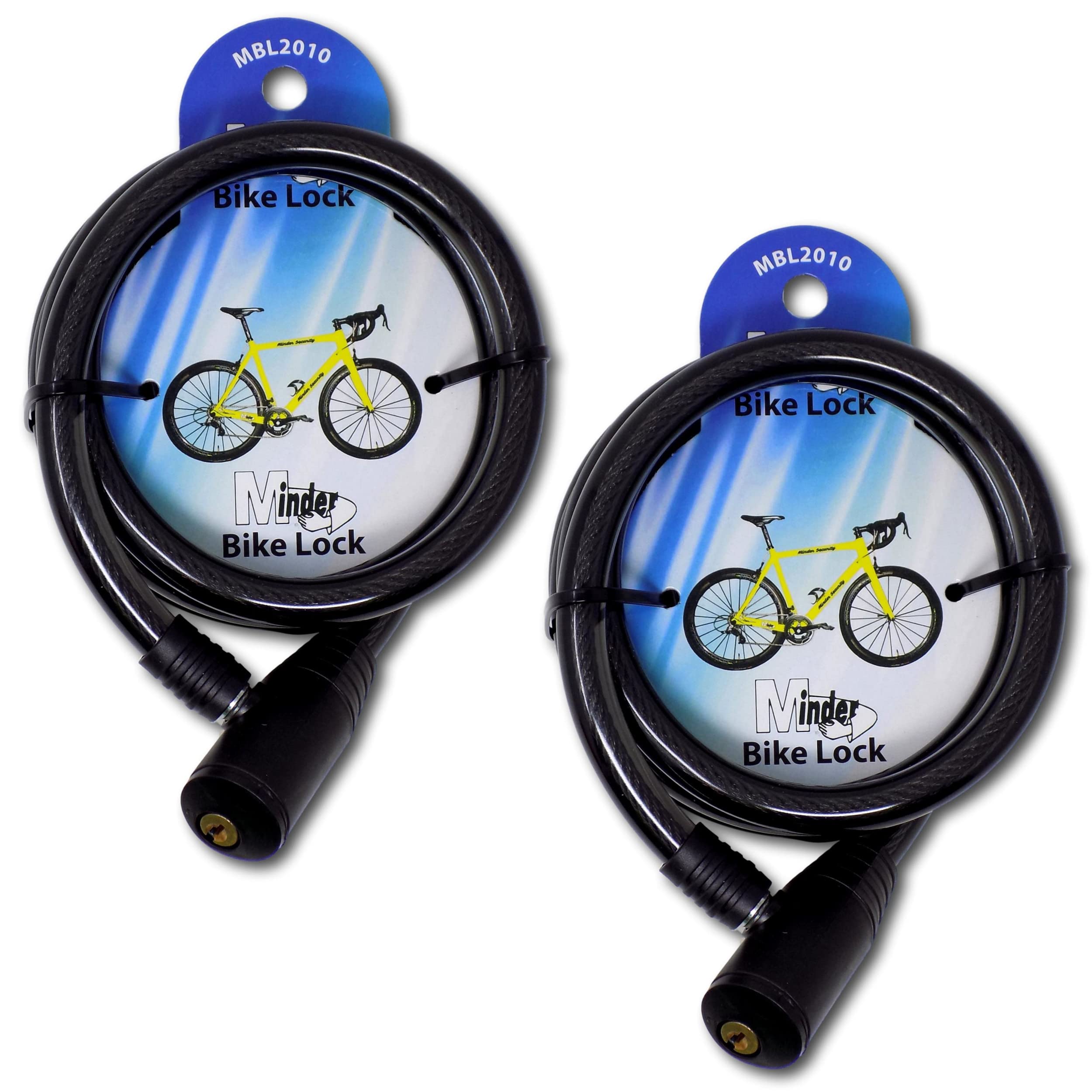Minder 2 Pack 12mm x 1.8m Heavy Duty Bike Bicycle Chain Lock with 2 Keys (Black)