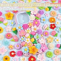 100Pcs Flowers Slime Charms Assorted Cute Decoden
