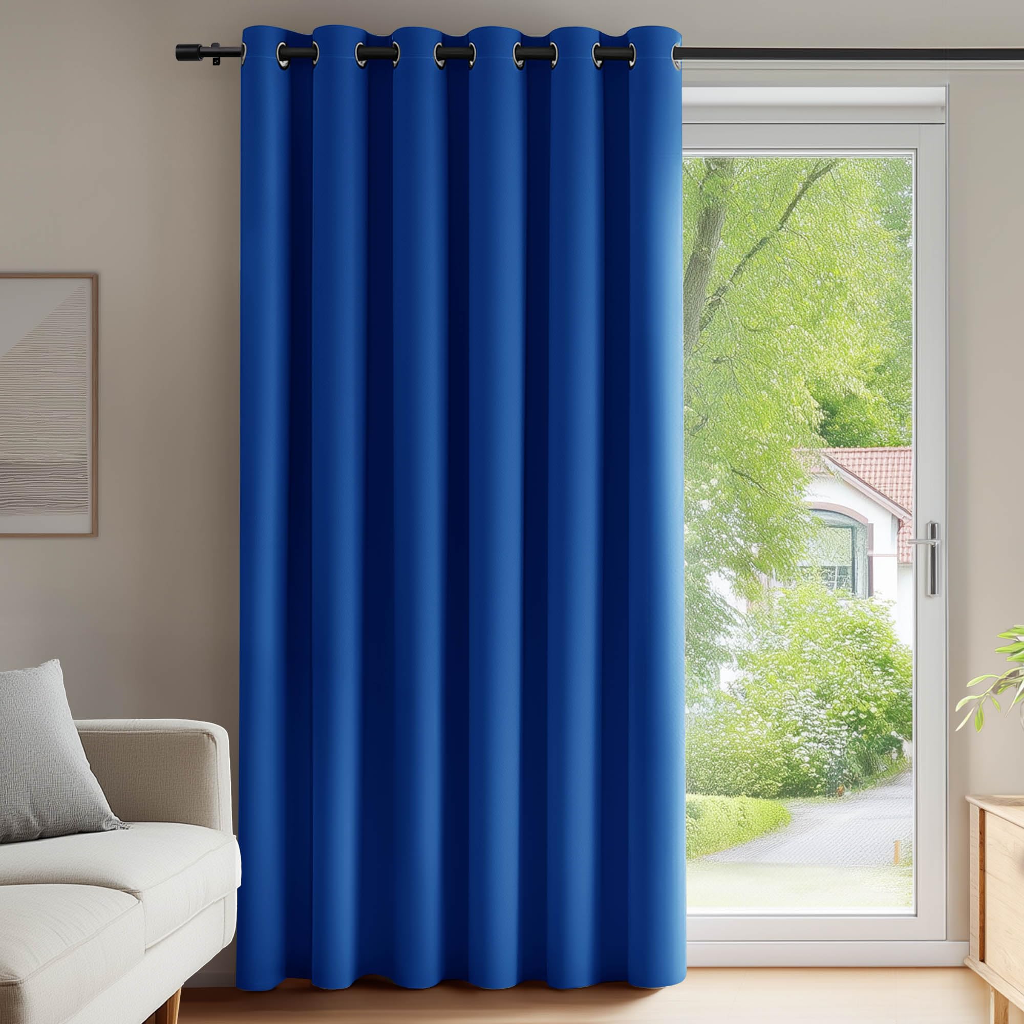 Deconovo Blackout Curtain Eyelet Curtains Door Opaque Thermal Curtain Thermal Against Cold Thermal Curtain Room Divider Heat Insulating Door Curtain 290 x 200 cm (H x W), Royal Blue, 1 Piece