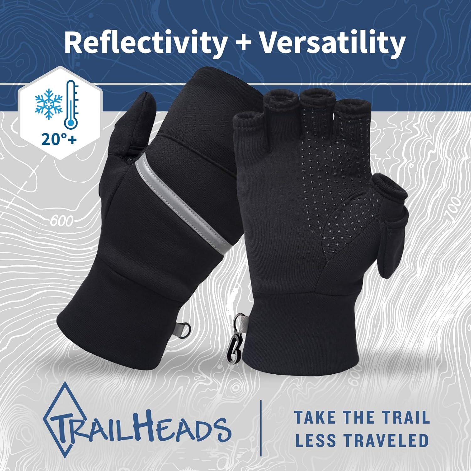 TrailHeads Power Stretch Convertible Mittens - Women’s Fingerless Gloves: Clothing