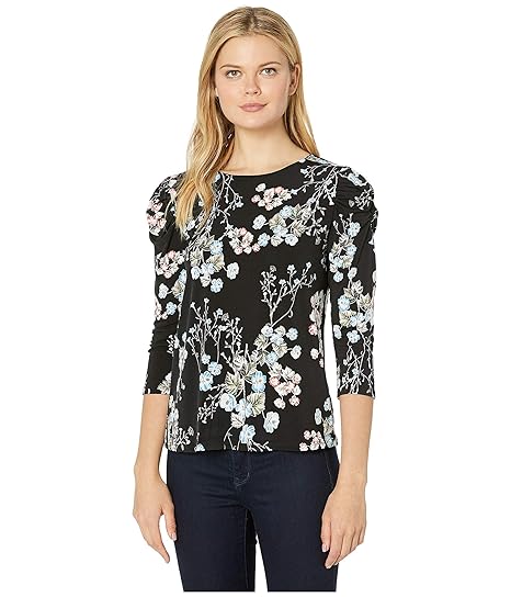 cece divine floral ruffle blouse