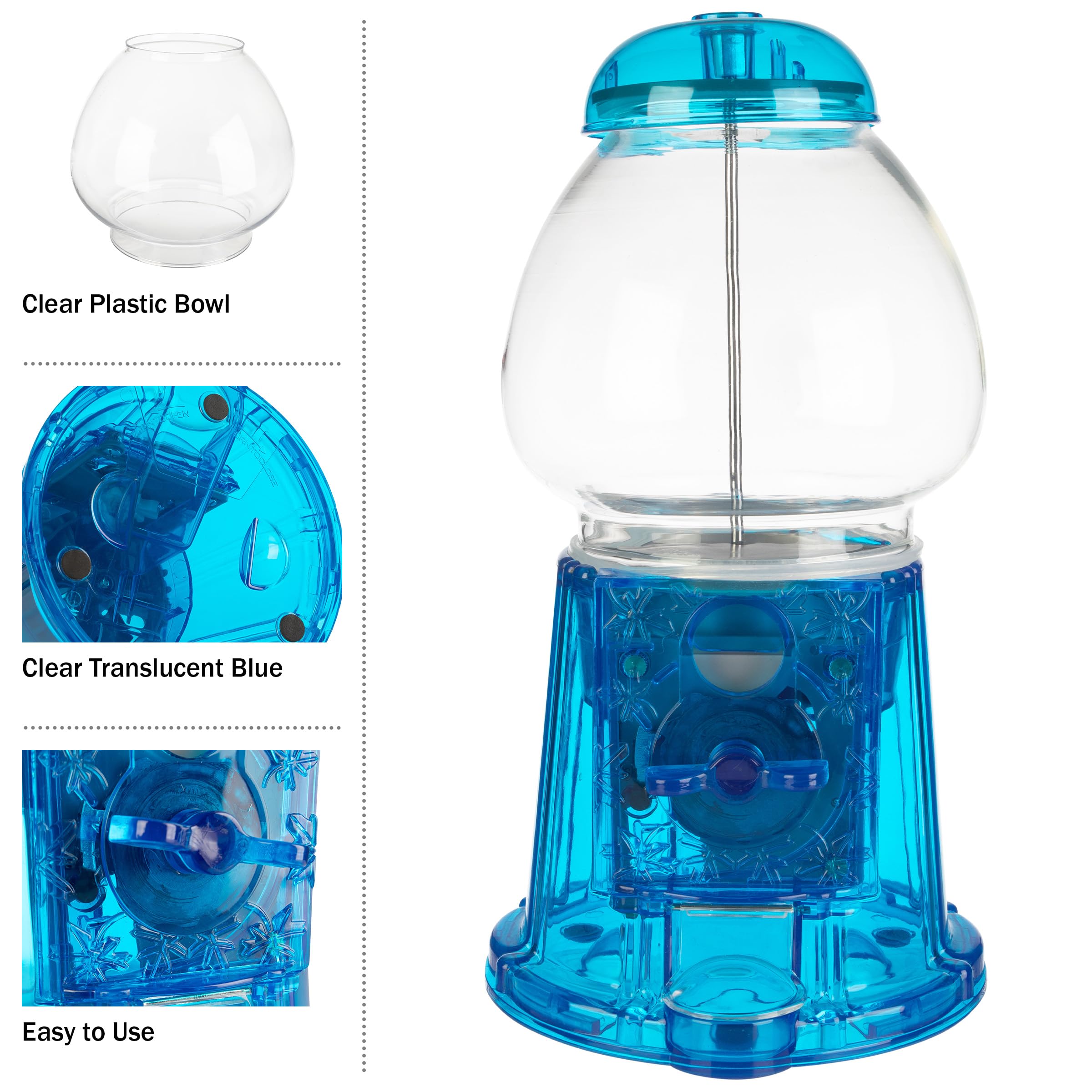 11-Inch Translucent Gumball Machine - Coin-Operated Candy Dispenser Vending Machine and Piggy Bank by Great Northern Popcorn (Blue)