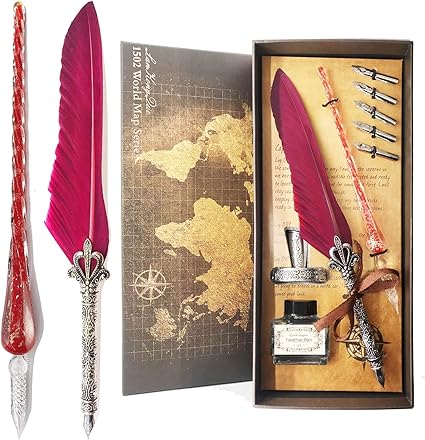 Amazon Lifmagic 羽根ペン ガラスペン セット 家族友達同僚クラスメート誕生日プレゼント高級感 クリエイティブ プレゼント レトロ おしゃれ プレゼント 文房具 オフィス用品 文房具 オフィス用品