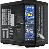 HYTE Y70 Touch Infinite Modern Aesthetic Gaming PC Case - Integrated 2.5K LCD Touchscreen Screen Display - Dual Chamber ATX Desktop Chassis - 10 Fan Capacity - Luxury PCIe 4.0 Riser Cable- Pitch Black