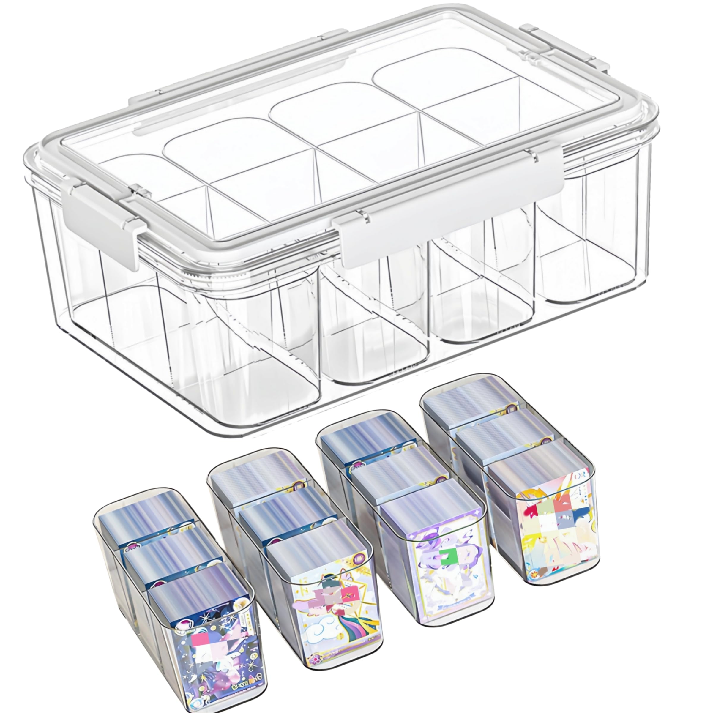 Photo 1 of (2026 New) Craft Organizers And Storage With 12 Compartment,Acrylic Organizer Containers With Lids,Clear Bead Organizers And Storage With Handle,Airtight Sewing Box.4 Removable Inner Box. (Clear)