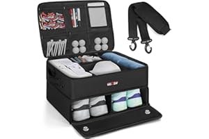 ANILD 2 Layer Golf Trunk Organizer to Store Golf Accessories,Equipped with Separate Compartment for 2 Pair Shoes,and Storage for Balls, Tees, Clothes, Gloves, Accessories