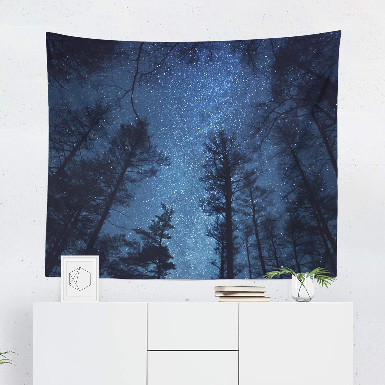 Amazon Com Blue Night Sky Tapestry Wall Hanging Printed