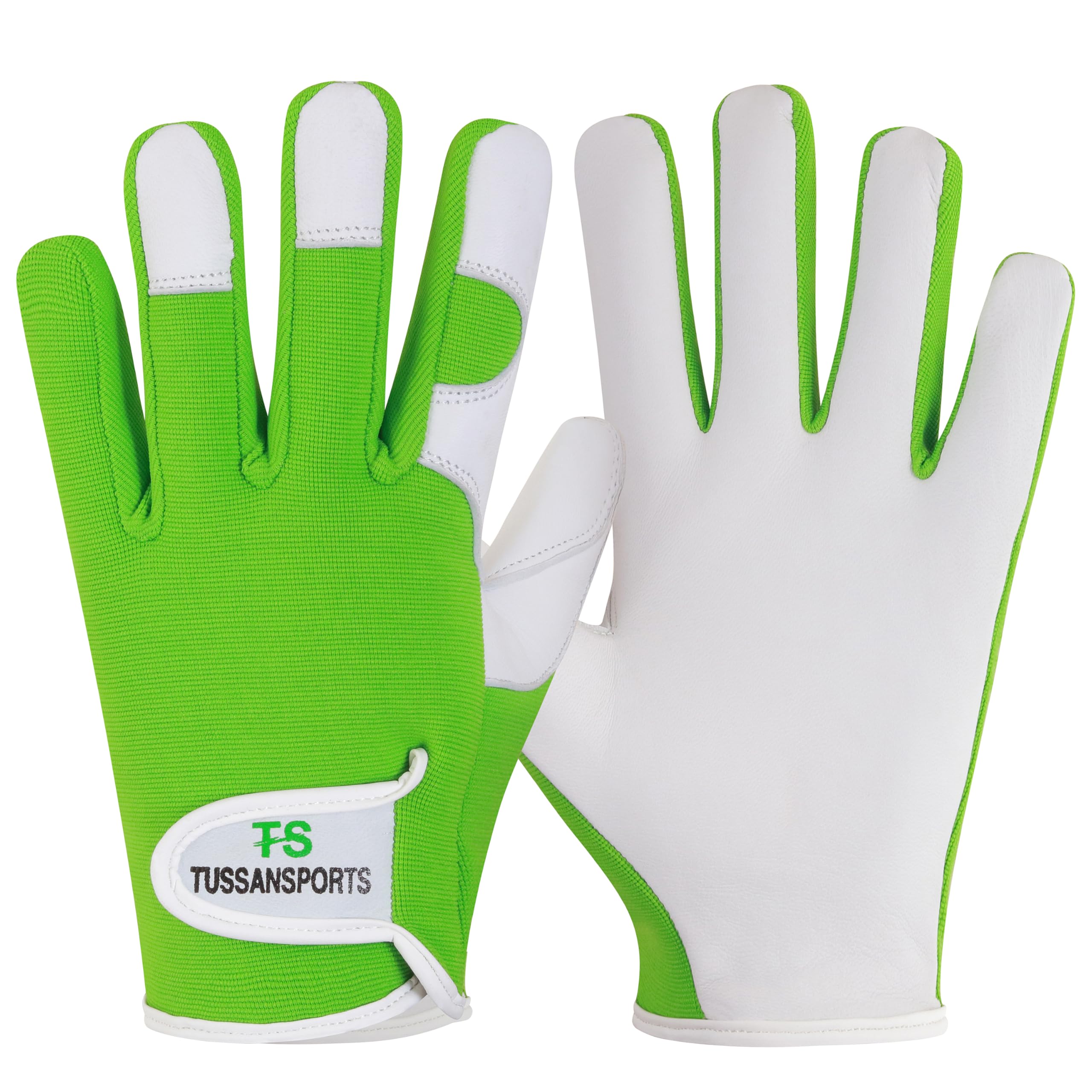 Tussan Sports Leather Gardening Gloves for Men and Women - Breathable Thorn Proof Gardening Gloves - Multipurpose Construction, Woodworking, Welding Gloves - Heavy Duty Work Gloves (Green, L)