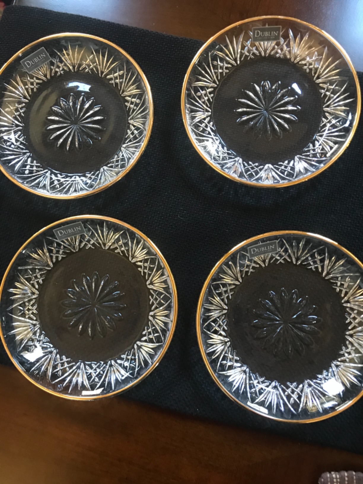 5/mo Finance Godinger Dessert Plates, Gold Trim Dublin, Set of 4