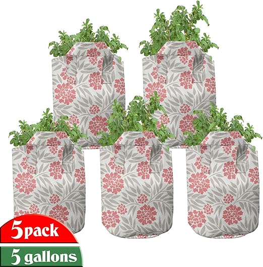 Ambesonne Dahlia Grow Bags 5Pack, Bloom Branches Field