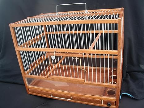 Wooden Hand Crafted Bird Cage Slide Out Tray Plexiglas