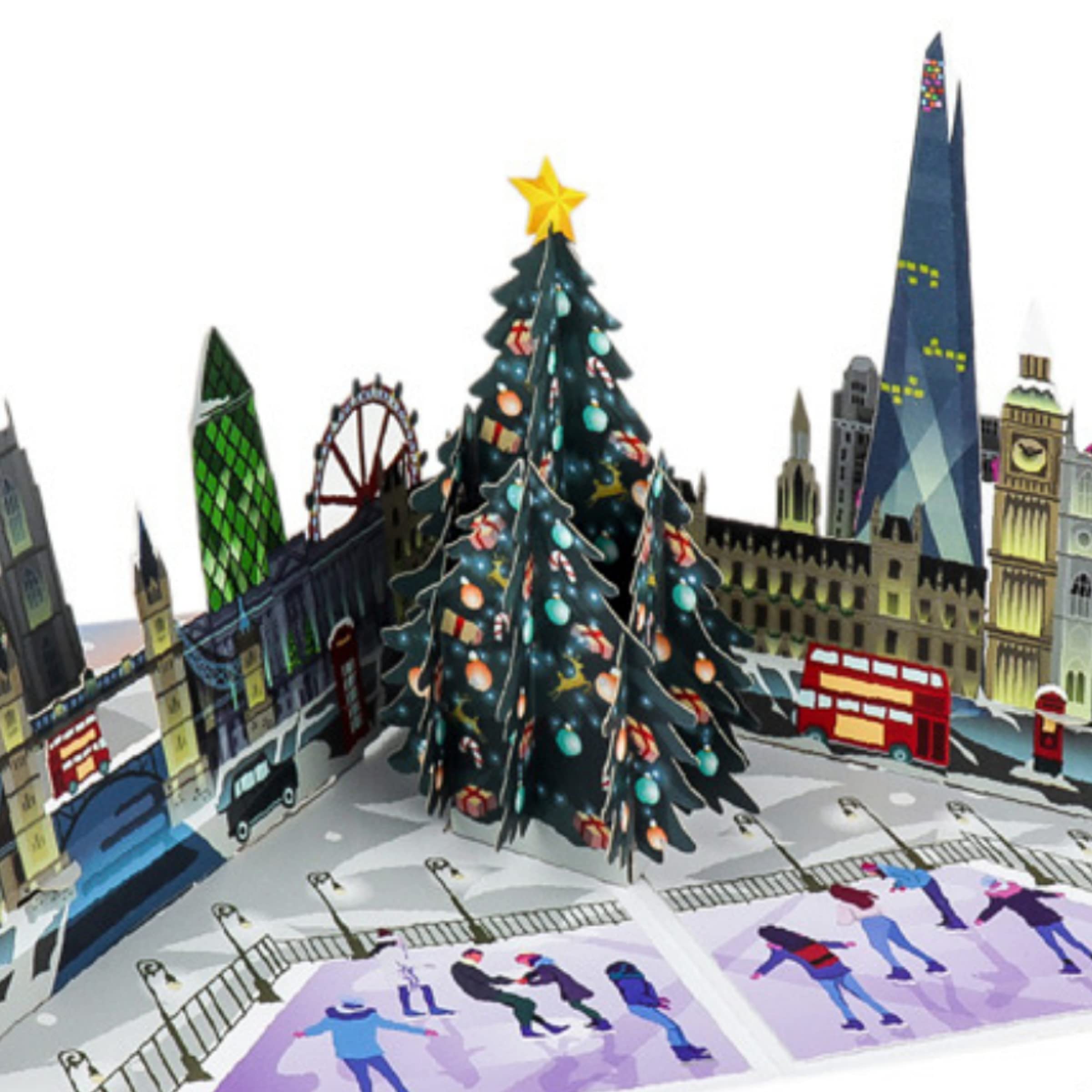 Cardology - London Night Pop-Up Christmas Card |3D Festive Greeting for Grandparents, Parents or To Send Abroad