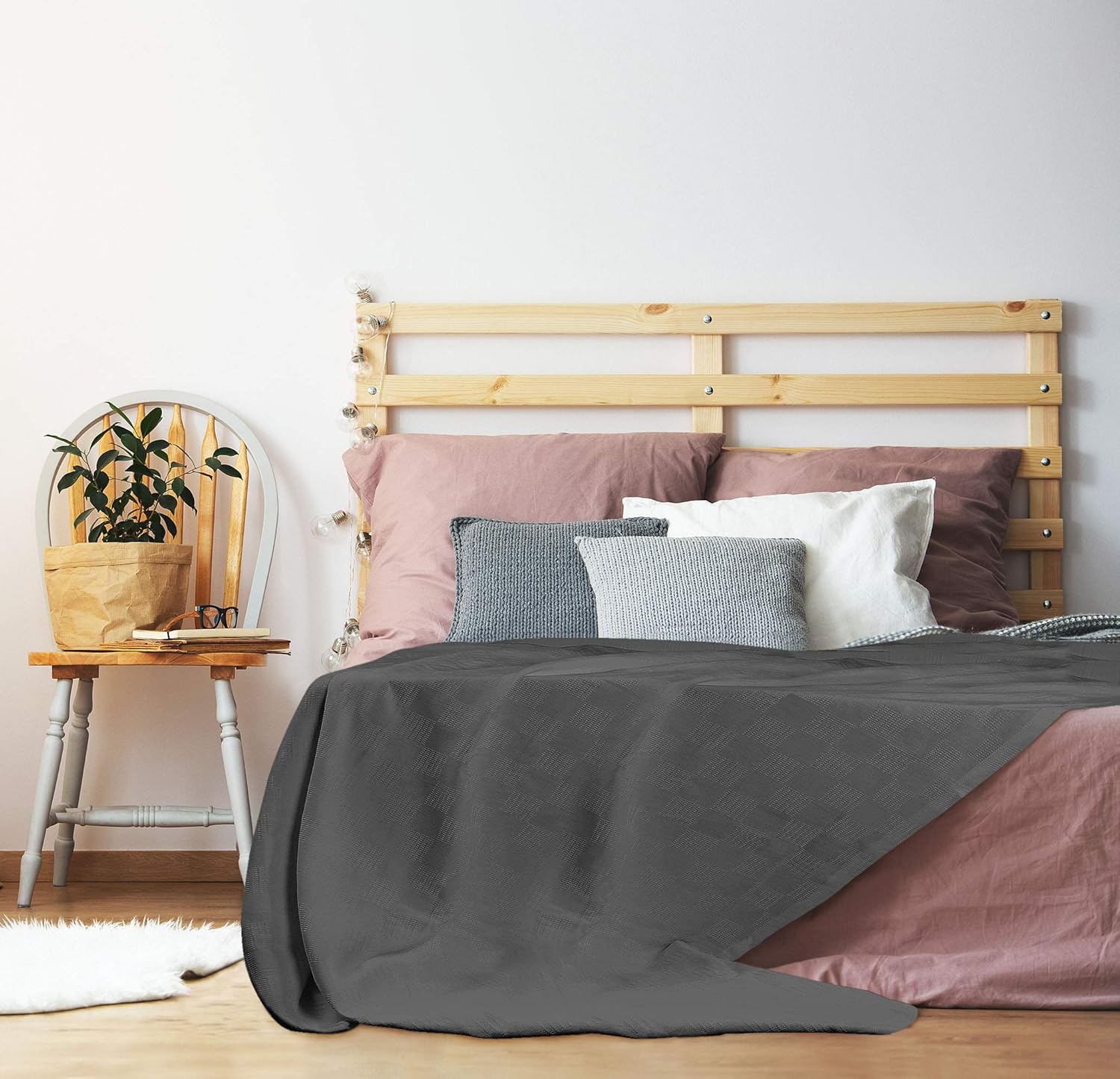 Utopia Bedding Premium Cotton Blanket Queen Grey - Soft Breathable Thermal Blanket - Ideal for Layering Any Bed: Home & Kitchen