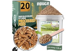 RBUGR Chicken Feed, 20lb Dried Black Soldier Fly Larvae Pellets for Chickens, Chicken Food for Laying Hens, Processed Chicken Layer Feed, Organic Chicken Feed with More Protein&Calcium Than Mealworms