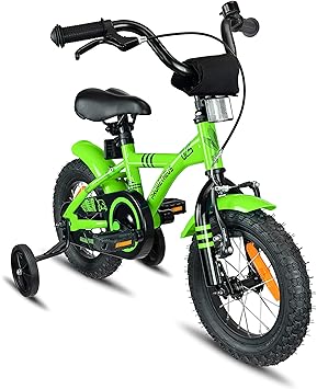 Prometheus Kinderfahrrad 12 Zoll Jungen Mädchen Grün Schwarz ab 3 Jahre mit Stützräder und Rücktritt - 12zoll BMX Modell 2019