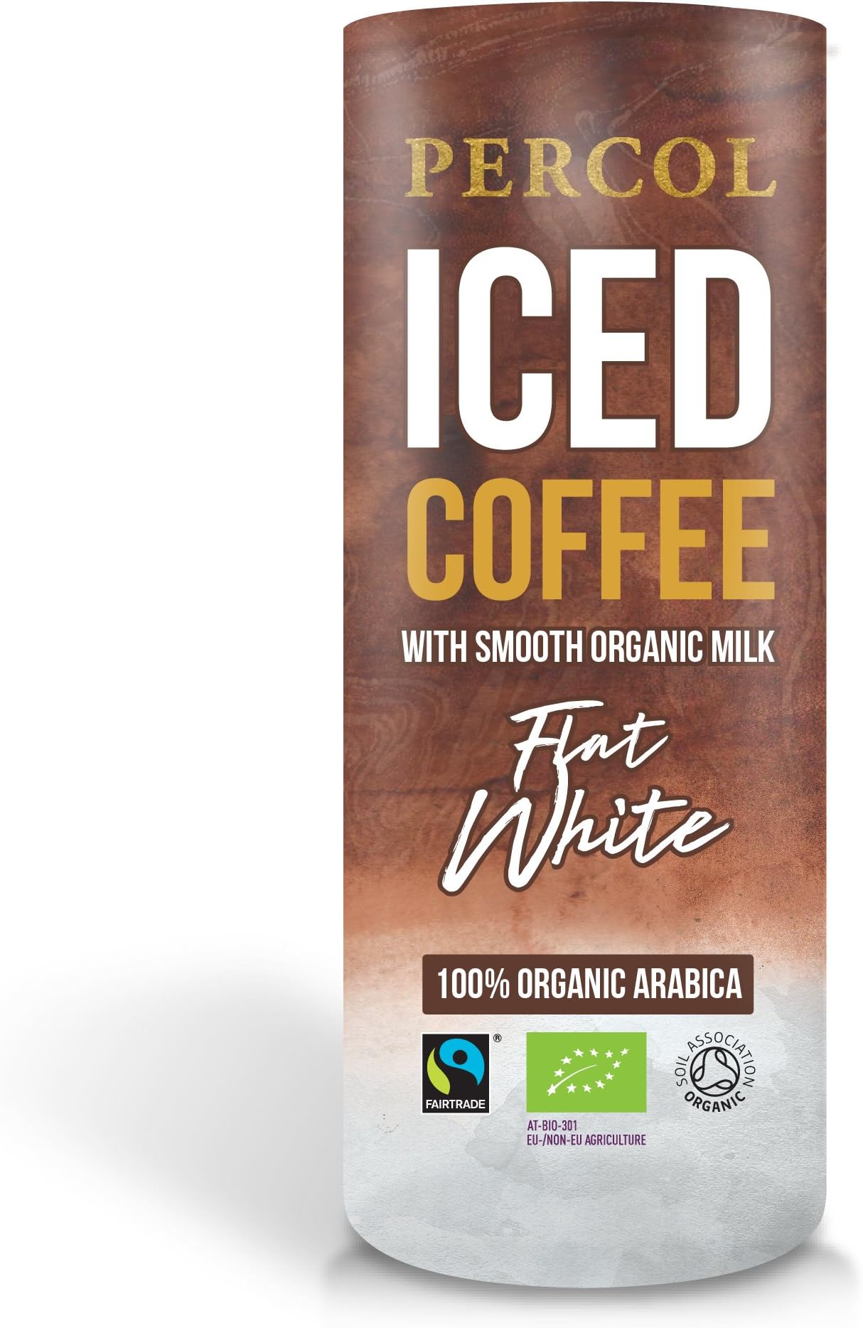 PERCOL Iced Coffee Drink โ Organic Ice Brew Coffee Mix, Flat White 12 x 235 ml