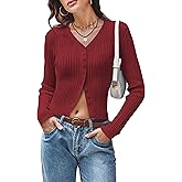 Women V Neck Cardigan Sweaters Slim Fitted Cropped Cardigans Trendy Ribbed Knit Crop Tops y2k Button Down Shirts