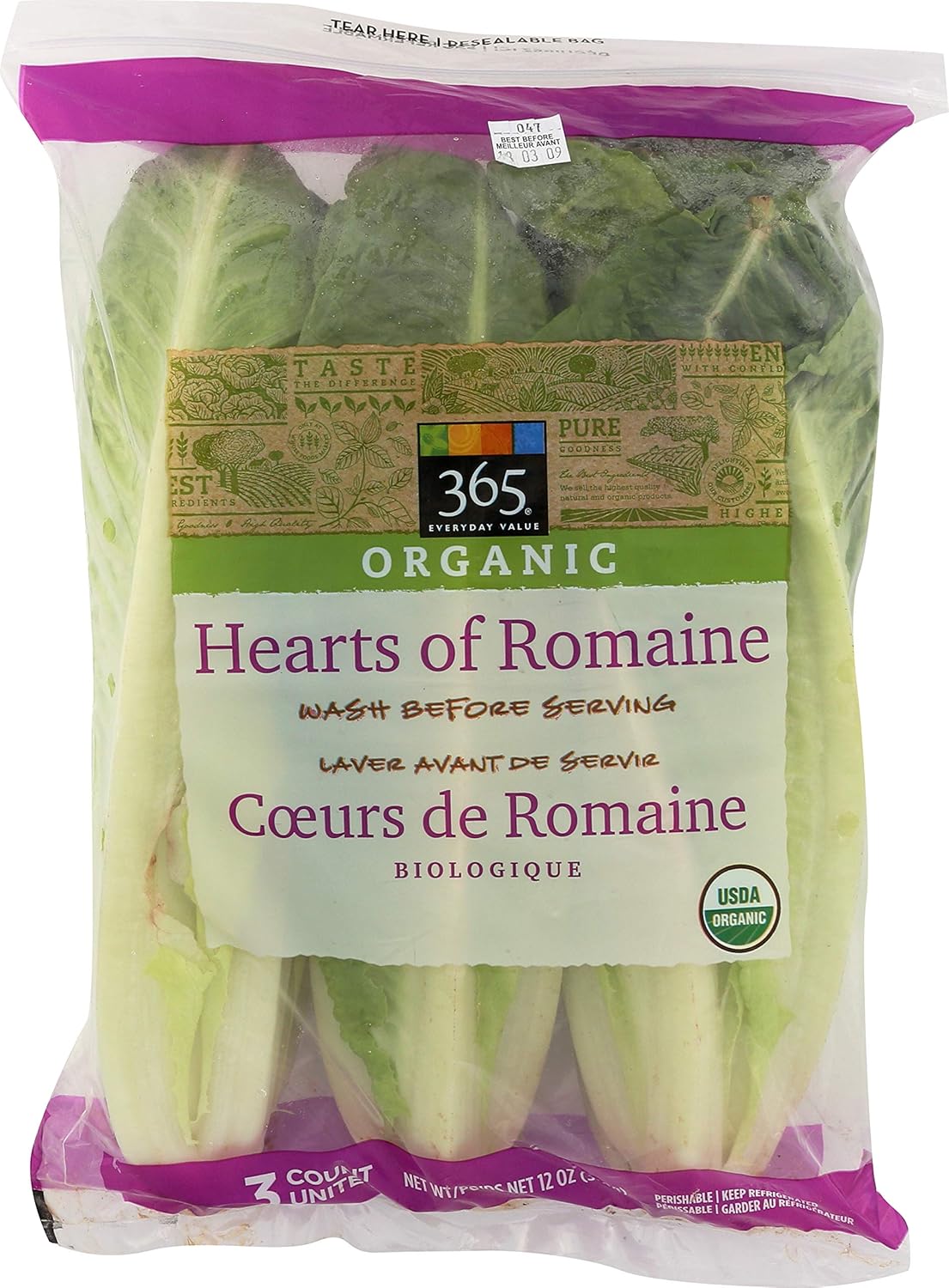365 Everyday Value, Organic Hearts of Romaine, 3 ct