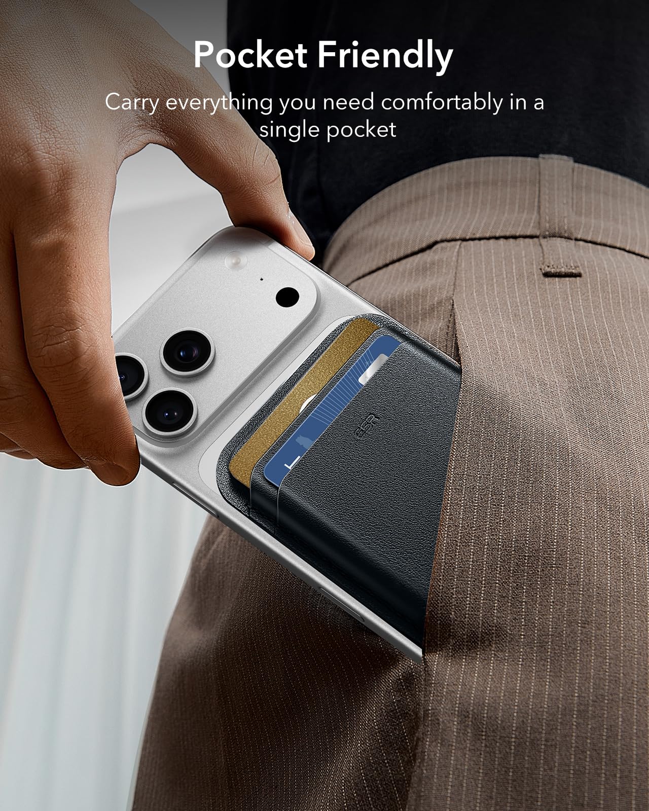 ESR for MagSafe Wallet, 5-Card Holder With RFID Blocking, MagSafe Sticker Included, Slim Magnetic Wallet for iPhone 17/16/15/14/13/12 Series and Selected Samsung Devices, Not for 13/12 Mini, Black