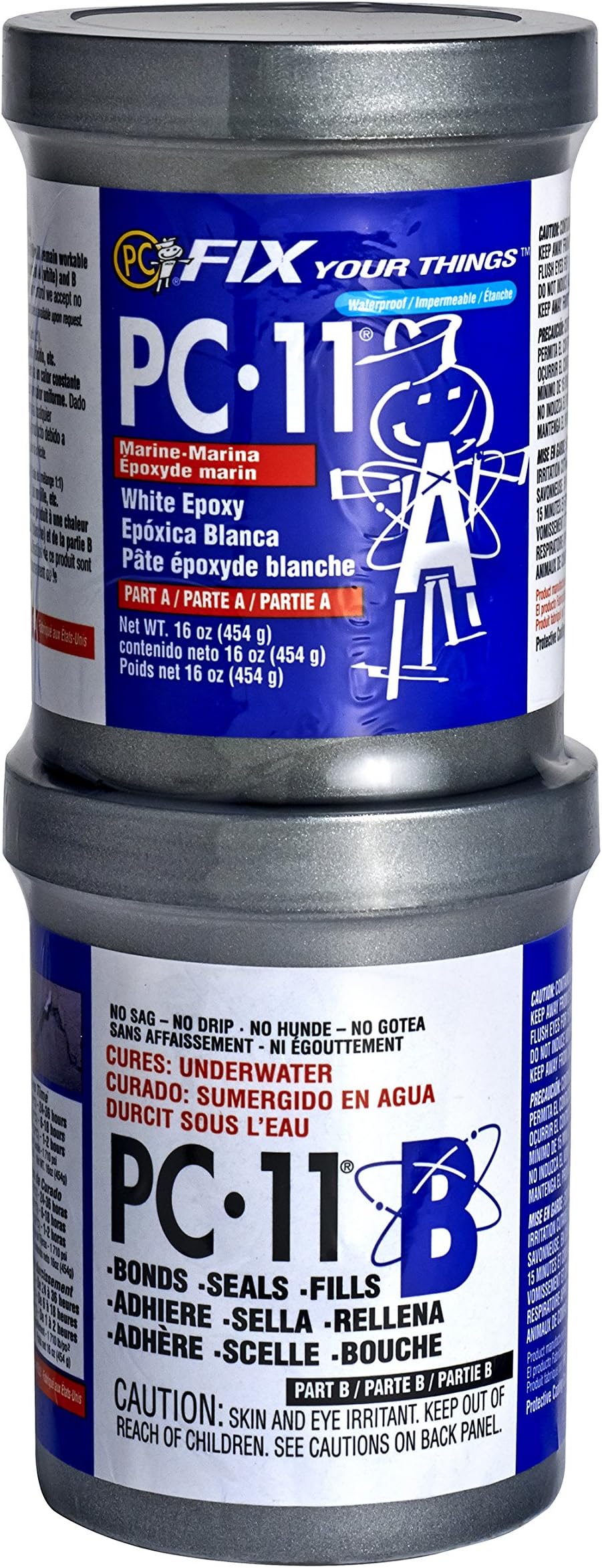 PC-Products PC-11 Epoxy Adhesive Paste, Two-Part Marine Grade, 1lb in Two Cans, Off White 160114