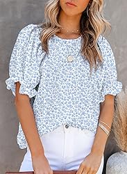 Dokotoo 2025 Summer Blouses for Women Tops Crew