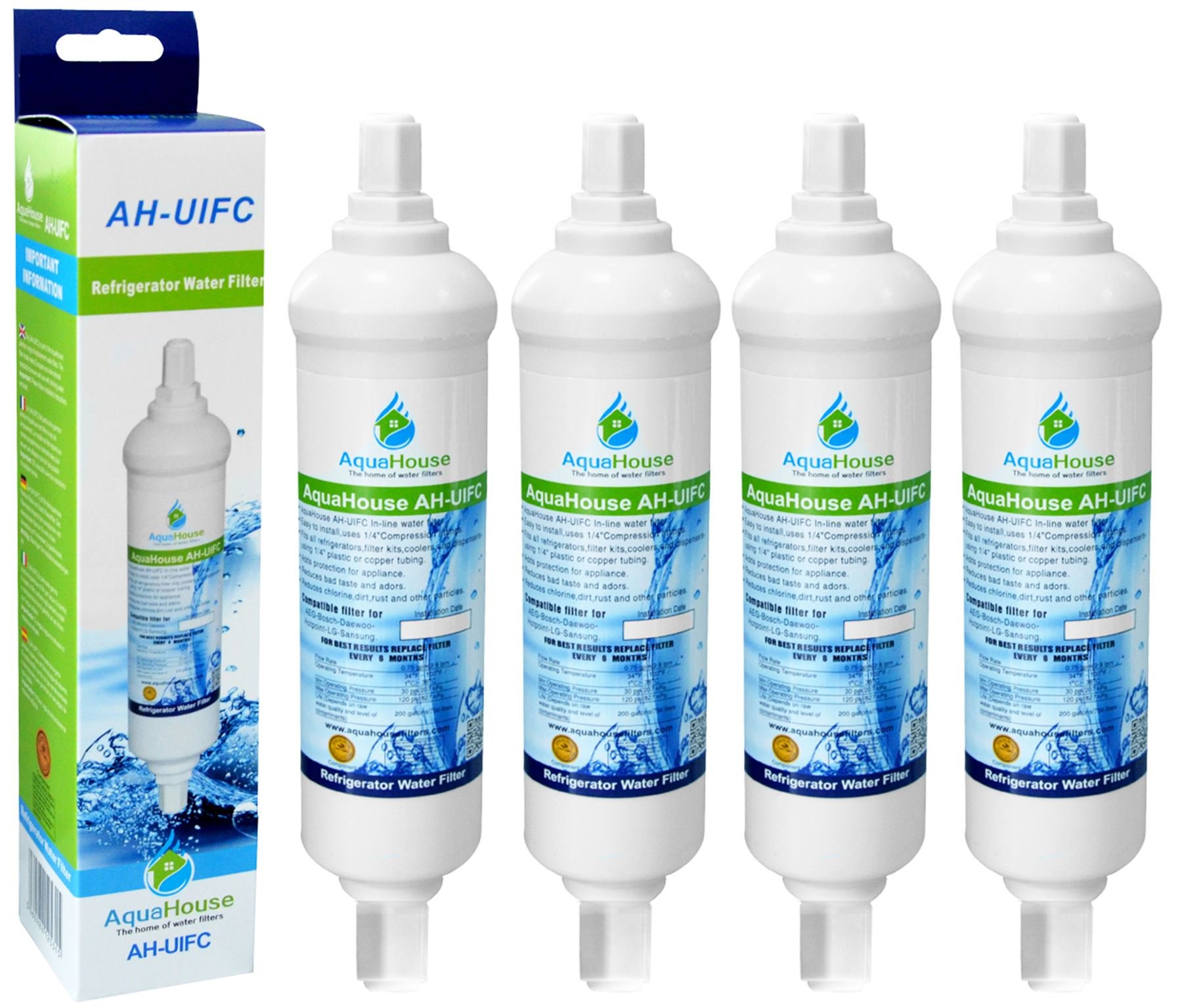 4X AH-UIFC Compatilbe Fridge Water Filter for LG & Hotpoint BL9808, 3890JC2990A, 5231JA2012B, 5231JA2012A & Daewoo DD-7098 - with Screw Connections