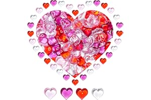 HADDIY Acrylic Heart Gems for Valentine Vase Filler Decor,152 Pcs Red Pink Heart Shaped Stones for Wedding Valentines Bowl Filler,Table Scatter Decorations and Crafts