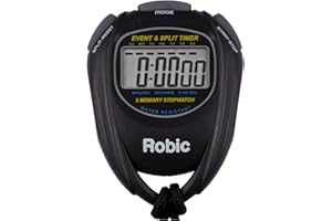 Robic - 67982 SC-539 Water Resistant Event and Split Time 2 Memory Stopwatch, Black